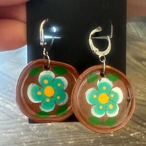 MEXICANA Blue and Green Floral Earrings